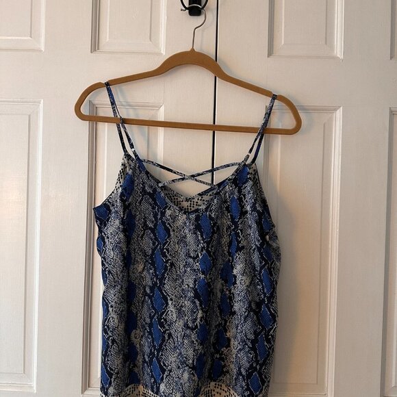 BAR III Size Large Milan "Bright Sapphire" Snake Skin Patterned Tank Top - Picture 4 of 4